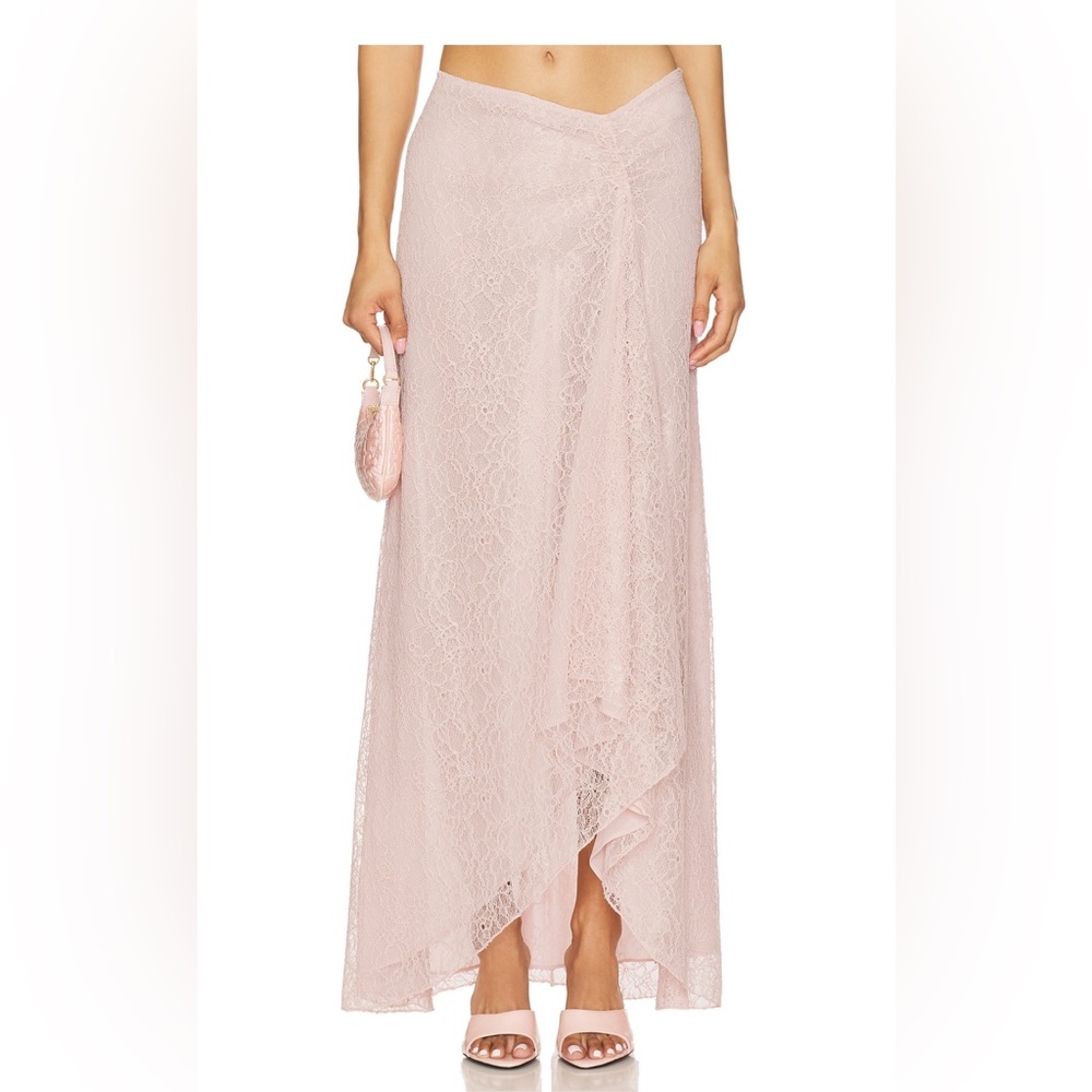 CAMILA COHELO Elegant Pink Lace Maxi Skirt